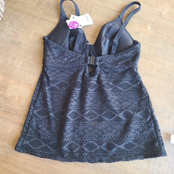 FREYA SUNDANCE Womens Black Underwire Padded TANKINI TOP Bikini Bottom 30DD / L - Picture 6 of 13